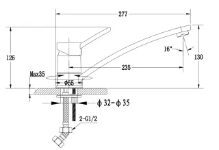 Смеситель для кухни GranFest 1724 песочный